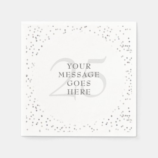 25. Hochzeitstag Silver Stardust Confetti Serviette (Vorderseite)