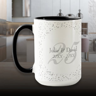25. Hochzeitstag Silver Stardust Confetti Tasse