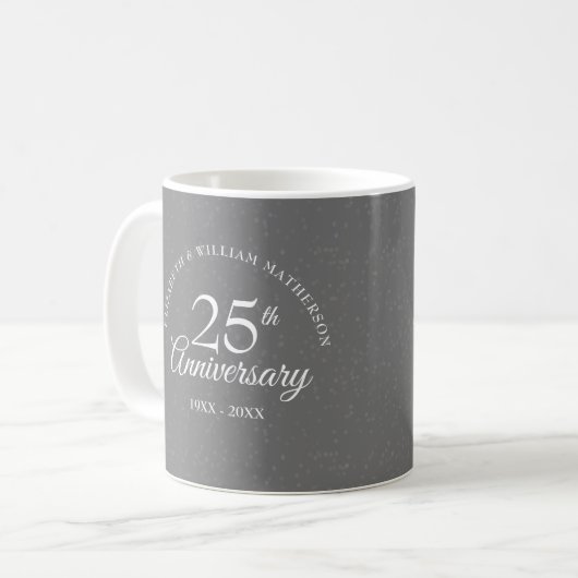 25. Hochzeitstag Silver Stardust Kaffeetasse (Vorderseite Links)