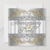 25. Hochzeitstag Silver White Gold Einladung (Vorderseite)