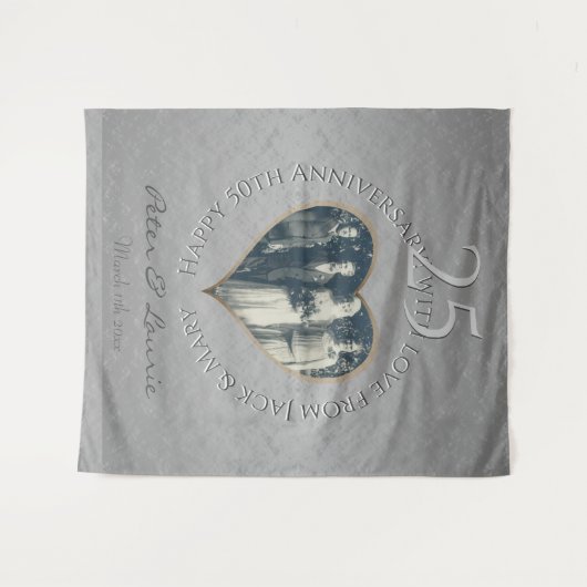 25. Hochzeitstag Silverstone Foto Herz Wandteppich (Vorderseite (Horizontal))