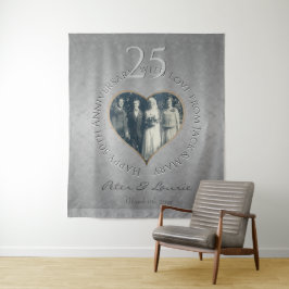 25. Hochzeitstag Silverstone Foto Herz Wandteppich