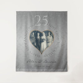 25. Hochzeitstag Silverstone Foto Herz Wandteppich