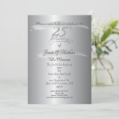 "25. Hochzeitstag"Silvery-Einladungen Einladung (Stehend Vorderseite)