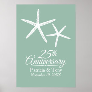 25. Hochzeitstag Starfish Personalisiert Poster