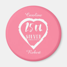 25. Hochzeitstag traditionelles Silber Magnet