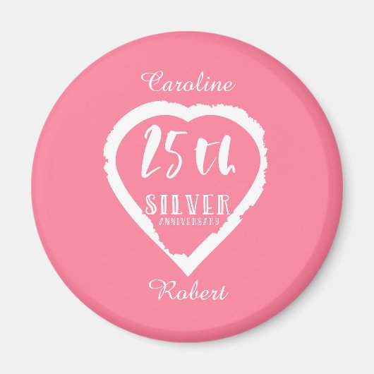25. Hochzeitstag traditionelles Silber Magnet (Vorne)