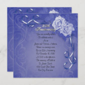 25. Hochzeitstag - Verlängerung der blauen Rose Einladung (Vorne/Hinten)