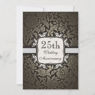 25. Hochzeitstag Vintage-Damaskus-Einladung Einladung