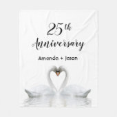 25. Hochzeitstag Weißschwäne in Liebe Fleecedecke (Vorderseite)