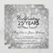 25. Hochzeitstag Winterwunderland Silber Einladung (Vorne/Hinten)