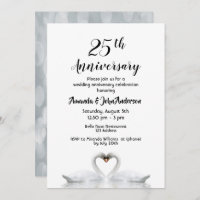 25. Hochzeitstag zwei Schwäne in Liebe weiß