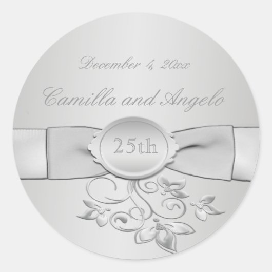 25. Hochzeitsticker Runder Aufkleber (Vorderseite)