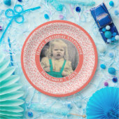25 Ihr Foto Random Number Pattern Coral/White Pappteller (Party)