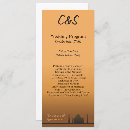 25 Indian Dream Wedding Programs Programm (Vorne/Hinten)