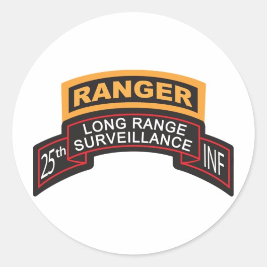 25. Infanterieabteilung LRS Scroll, Ranger Tab Runder Aufkleber (Vorderseite)