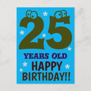 25 JAHRE ALTER GLÜCKLICHER GEBURTSTAGSPUNKT POSTKARTE