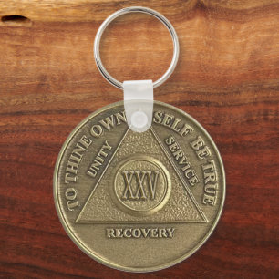 25 Jahre CUSTOM NAME Sober Medallion Schlüsselanhänger