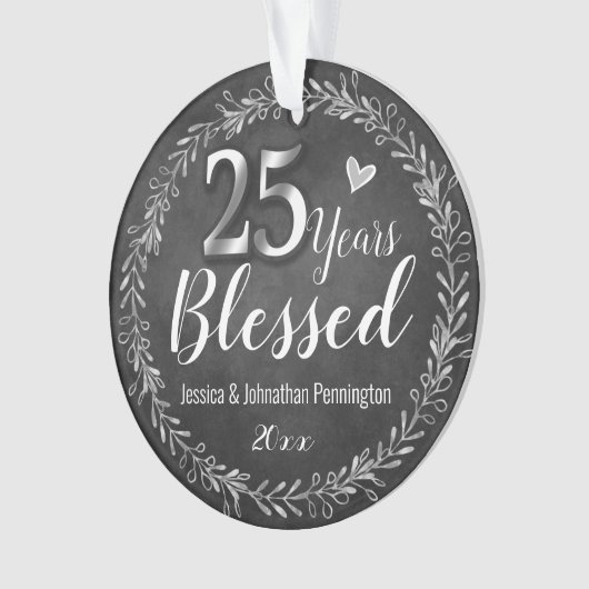 25 Jahre gesegnetes Hochzeitstil Ornament (Vorderseite)