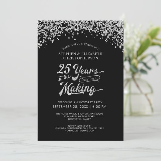 25. JAHRE IM MAKING Confetti Einladung (Stehend Vorderseite)