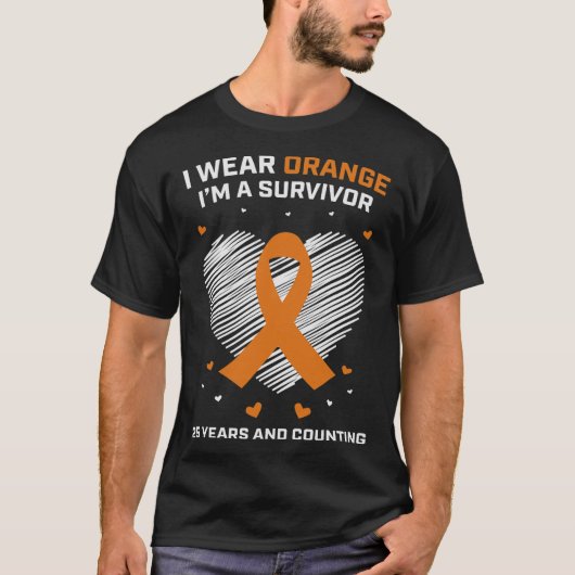 25 Jahre Leukämie Survivor Gaben Orangenkrebs frei T-Shirt (Vorderseite)