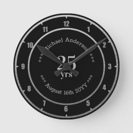 25 Jahre Ruhestand oder Jahrestag Personalisierte Runde Wanduhr