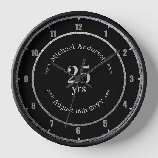 25 Jahre Ruhestand oder Jahrestag Personalisierte  Uhr (Vorderseite)