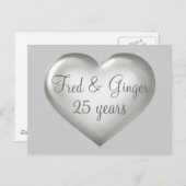 25 Jahre Silberglas und Weißherz Jahrestag Ankündigungspostkarte (Vorne/Hinten)