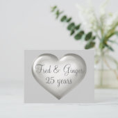 25 Jahre Silberglas und Weißherz Jahrestag Ankündigungspostkarte (Stehend Vorderseite)