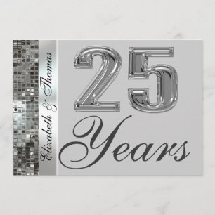 25 Jahre Silberhochzeit Elegante Einladung