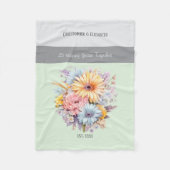 25 Jahre Silberjährig Blume grün Fleecedecke (Vorderseite)