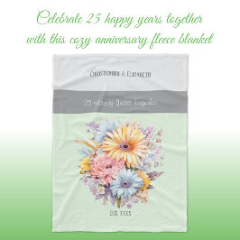 25 Jahre Silberjährig Blume grün Fleecedecke