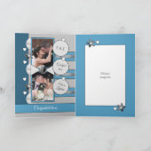 25 Jahre Silberjubiläum Blau und Grau Foto Karte (Innenseite)