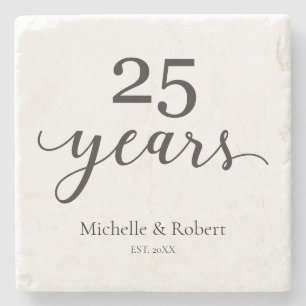 25 Jahre Silberne Hochzeit Elegant Steinuntersetzer