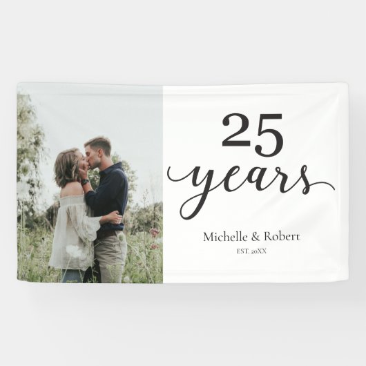 25 Jahre Silberne Hochzeit Jahrestag Elegant Banner (Horizontal)