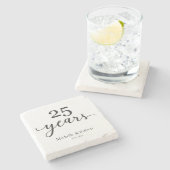 25 Jahre Silberne Hochzeit Jahrestag Elegant Steinuntersetzer (Seitenansicht)