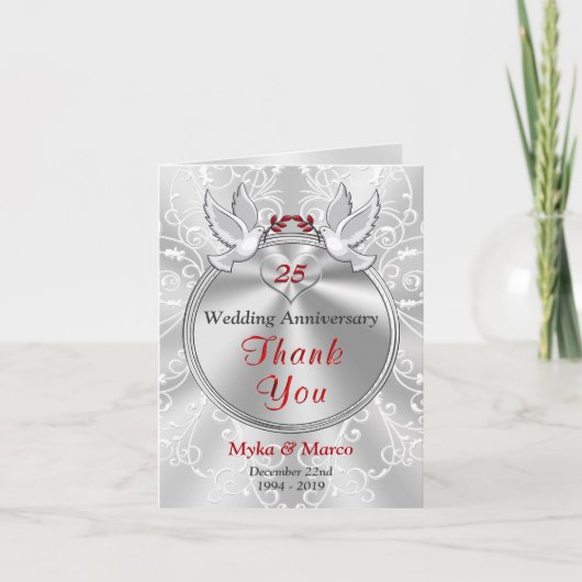 25 Jahre Silver Jubiläum Vielen Dank Karten (Vorderseite)