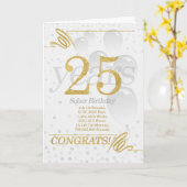 25 Jahre Sober Birthday Imitate Gold Glitzer Karte (Gelbe Blume)