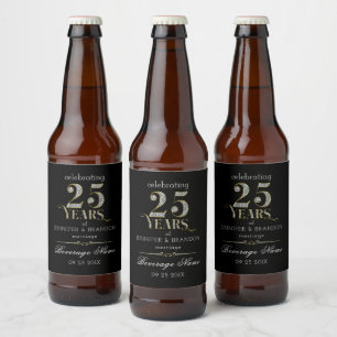 25 Jahre typografischer Hochzeitstag Bierflaschenetikett
