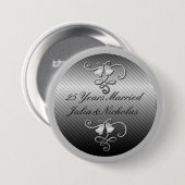 25 Jahre Verheirateter Silber-Personalisiert-Butto Button (Vorne & Hinten)