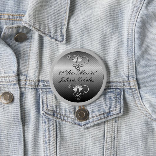 25 Jahre Verheirateter Silber-Personalisiert-Butto Button (Beispiel)