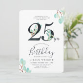 25 Jahre wachsen am 25. Geburtstag | Eukalyptus Einladung (Stehend Vorderseite)