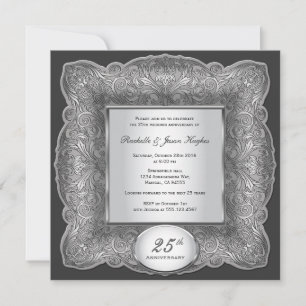 25-Jahres-Jubiläums-Quadrat-Silber-Einladung Einladung