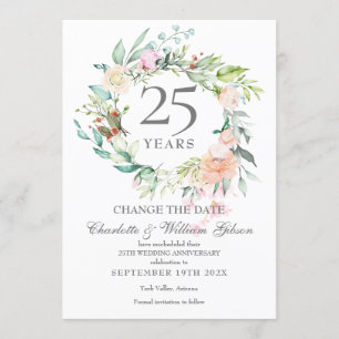 25. Jahrestag Ändern Sie das Datum Rose Blumenmust Einladung
