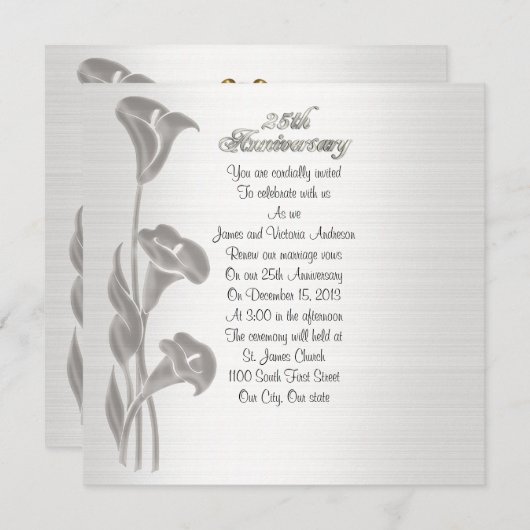 25. Jahrestag der Hochzeit Gelöbnisverlängerung Einladung (Vorne/Hinten)