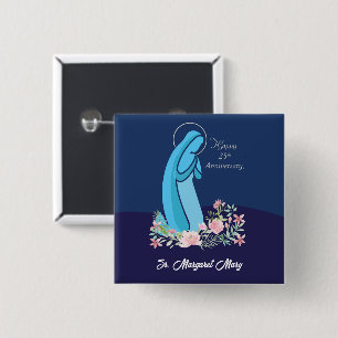 25. Jahrestag des religiösen Lebens Nun Pink Blume Button