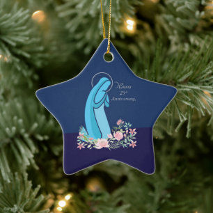 25. Jahrestag des religiösen Lebens Nun Pink Blume Keramik Ornament