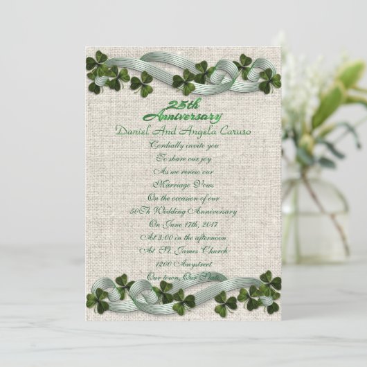 25. Jahrestag Einladung Irish Thema (Stehend Vorderseite)