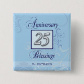 25. Jahrestag in Blau und Silber Button (Vorderseite)