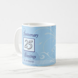 25. Jahrestag in Blau und Silber Kaffeetasse